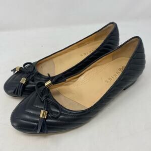 Ukies Lara Black Textured Tassel Leather Flats Womens Size 7